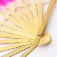 Hermoso abanico de danza Yangko hecho a mano, abanico de velo de seda clásico de estilo chino, abanico de danza del vientre de seda de medio círculo, abanico de utilería - details 2