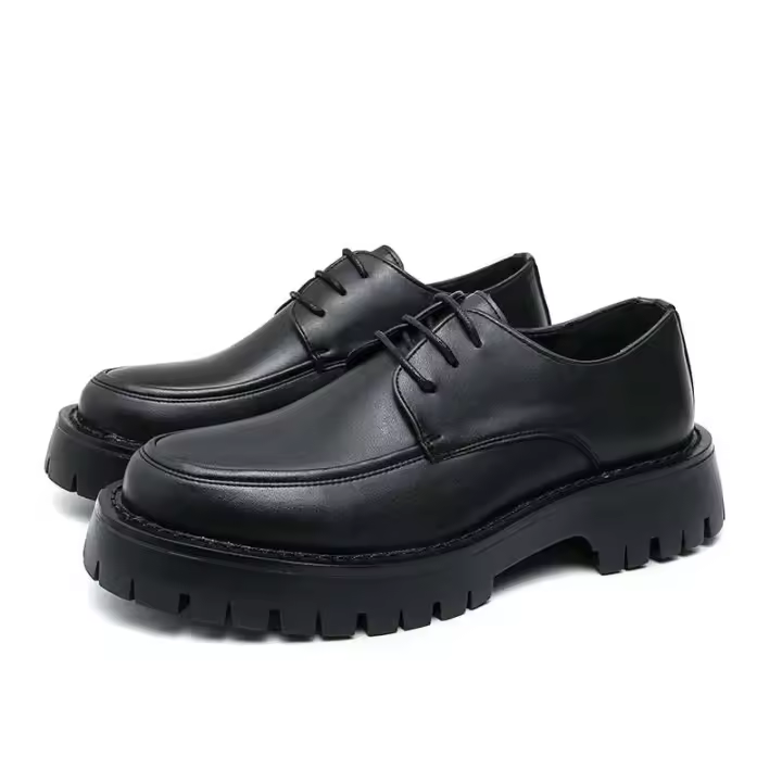 Zapatos de vestir de diseñador para hombre y zapatos casuales de cuero Oxford, fáciles de usar, talla grande, punta redonda alta - 1