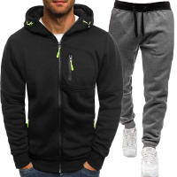 Conjunto de ropa deportiva para hombre, chaqueta de manga larga, pantalones con capucha, cárdigan estampado informal, Otoño, 2 piezas - details 10