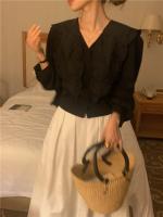 Blusa de verano para mujer, camisa de primavera, blusa para mujer, Blusas largas de gasa, informales, elegantes, Vintage, de manga larga, holgada de gran tamaño, blanca - details 42