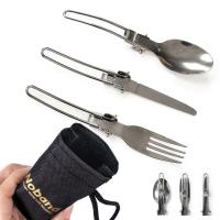 3UDS 1 Juego de elementos esenciales Spork vajilla portátil plegable de acero inoxidable villa camping turismo cocina - details 0