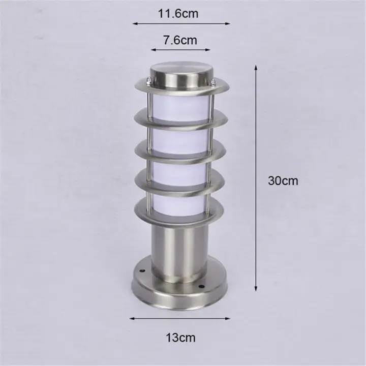 Luz de camino impermeable para exteriores, lámpara de poste de acero inoxidable + Sombra acrílica blanca, a prueba de óxido, iluminación de Pilar E27, L30cm, L45cm - 1