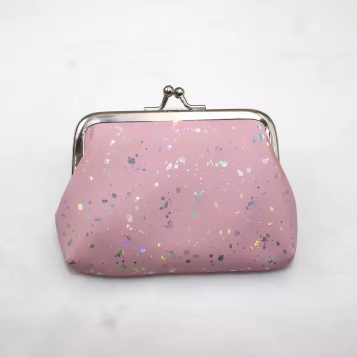 Tarjetero clásico, monedero brillante, bolsa de almacenamiento con cierre de beso, Bolso pequeño, bolso de mano, bolso de dinero, bolso de mano con pintalabios para mujer - 1
