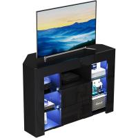 con iluminación LED, Mueble de TV Color Blanco Brillante, Mueble esquinero para TV, 100x68x40 cm (Negro) - details 0