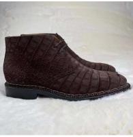 Botas de hombre con parte inferior de costura noruega hechas a mano Martin Goodyear formales de piel de cocodrilo de tobillo Nubcuk de lujo - details 12