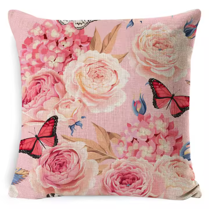 Cojín Lumbar europeo de flores y rosas, funda de almohada, Primavera - 1
