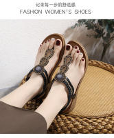 Sandalias de nuevo estilo con diamantes de imitación, cómodas, de punta redonda, para vacaciones en la playa, zapatos planos de talla grande - details 39