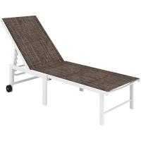 Reclinable Exterior con Ruedas Respaldo Ajustable en 5 Niveles y Estructura de Acero Carga 120 kg para Patio Terraza Balcón 166x60x84 cm Gris - details 9