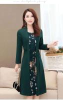 Vestido Midi Vintage ral de talla grande para mujer, moda coreana, elegante, para primavera y otoño, jersey de manga larga empalmado, bata informal - details 11