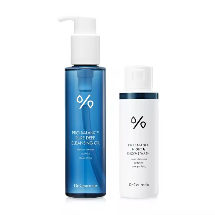 Dr.Ceuracle caliente |   Aceite de limpieza profunda Pro Balance Pure + limpiador facial en polvo enzimático (lavado nocturno) - 1