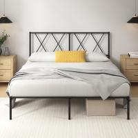 Marco de Cama de Metal Somier Altura de 30cm Montaje Fácil Espacio de Almacenamiento Bajo de la Cama Negro - details 8