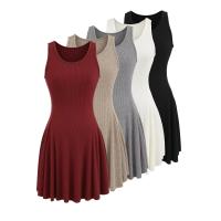 Vestido de Verano Elegante Estilo Europeo Americano Cuello Redondo Falda Elástica de Punto - details 1