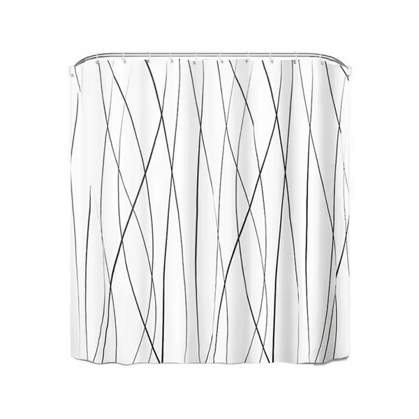 Cortina de Ducha con Rayas - Tela Grava Simple Moderna Lavable en Máquina para Baño Tamaño 71X71 INCH - 1