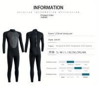 Traje De Neopreno Y nailon Para Hombre, 3 Mm, Con Mangas Largas, Bloque De Color Ajustado Y Elástico, Con Cremallera Trasera - details 1
