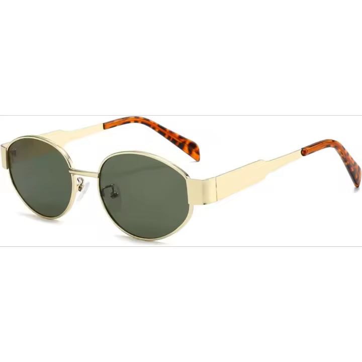 Gafas de Sol retro ovaladas para Mujer y Hombre, Gafas de Sol vintage Redonda metálicas, Gafas de moda with Protección UV400 - 1