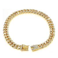 Collar de cadena para perro con diamantes de imitación, Collar de Metal de oro fuerte con eslabones cubanos, Collar de lujo con diamantes para cachorro y gato, accesorios de joyería para perro - details 1