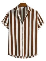Camisa Sencilla a Rayas para Hombre Cárdigan Informal Holgado con Borla Top de Talla Grande - details 6