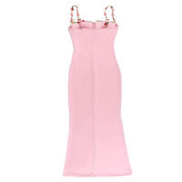 Vestido largo Floral sin mangas con espalda descubierta para mujer, traje Sexy de vendaje con cordones, ajustado para fiesta - details 19