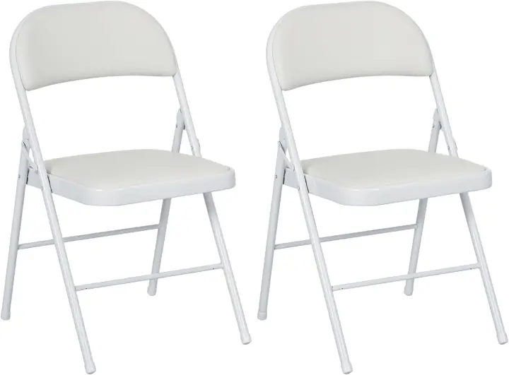Juego de 2 Sillas Plegables Sillas Abatibles con Respaldo y Estructura de Acero para Salón Oficina Estudio 45x46x78 cm Blanco - 1