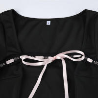 BUNO-vestido acampanado de encaje de retales para mujer, minivestido informal básico con cuello cuadrado y manga larga, otoño y primavera 2025. - details 17