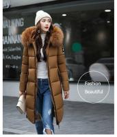 Abrigo de plumón para mujer, chaqueta de invierno con cuello de piel grande, chaqueta gruesa ajustada, Chaqueta de algodón con capucha a la moda, chaqueta larga de invierno para mujer - details 5