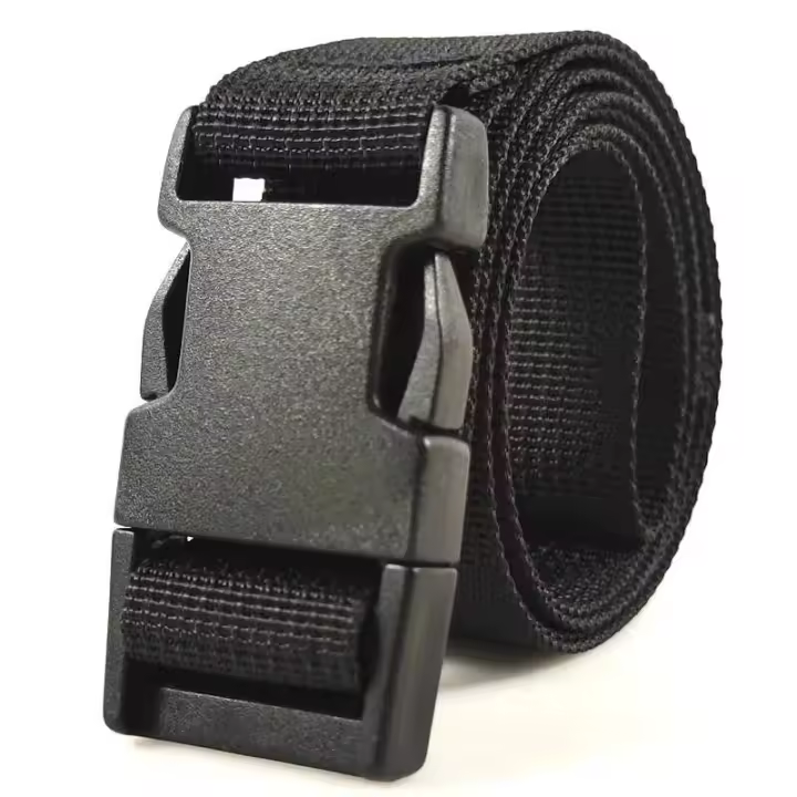Cinturón de Lona para Entrenamiento Militar al Aire Libre Hecho de Plástico con Hebilla Negro - 1