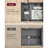 Mesa Lateral Adelgazada con Multienchufe Mesa de Noche para Sala de Estar y Dormitorio en Marrón Rústico y Negro - details 15