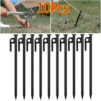 Clavos de acero resistentes para el suelo, clavijas de acampada con agujeros colgantes, resistentes al viento, para tienda de campaña, 30cm, 10 piezas - details 4