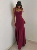 Mujer Primavera Verano estilo ceñido al cuerpo y sin mangas Spaghetti Strap Split vestido tubo Vestidos SS161 - details 5