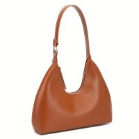 Bolso de hombro de media luna para mujer - Bolso retro para axila con cierre de cremallera, bolso de mano de cuero de grano superior de gran capacidad para desplazamientos y viajes, bolso de mano versátil en café, marrón claro, blanco, rosa, negro - details 9