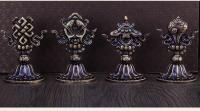Tesoros Xizang productos emitió por lotes cobre puro ocho adornos budistas tántricos propicios azul antiguo - details 6