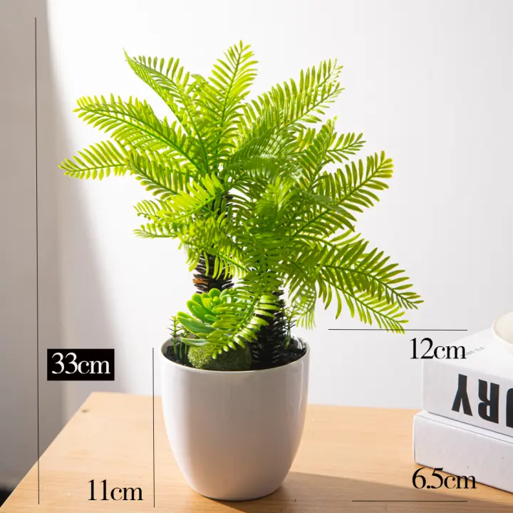 Palmera falsa de 40/33cm, plantas artificiales grandes en maceta, árbol de coco de plástico, hierba falsa suculenta, bonsái para decoración de oficina y escritorio del hogar - 1
