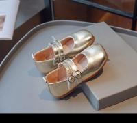 Zapatos de cuero para niños, calzado informal de Color sólido dorado y plateado, a la moda, para primavera y otoño - details 5