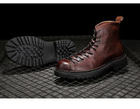 Botas de cuero de alta gama para hombre, zapatos de piel de vaca pura, botas altas de piel de vaca de primera capa - details 23