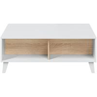 centro elevable comedor salón, mesita mueble salon comedor acabado en Blanco Brillo y Roble - details 3