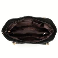 Bolso de Hombro Grande Capacidad Lucky Hour Bolso de Trabajo Elegante de Cuero Sintético con Cierre de Cremallera, Compartimento para Laptop, Horquilla Dorada Bolso de Mano de Champán para Mujeres, Ideal para Trabajo, Eventos Casuales, Formales - details 3