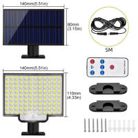 Luces Solarizadas Exteriores 106LED con Sensor de Movimiento Luz de Inundación Solar con Control Remoto 3 Modos Impermeables para Calle Jardín Pared - details 7