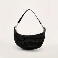 Bolso Crucero de Tejido Ligero Correa Ajustable Desmontable, Cierre de Cremallera, Lining de Goma y Poliéster, Marrón/Negro Bolso de Mano Casual para Mujeres en Primavera-Verano - details 12