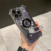 Soporte de Montaje de Choque Magnético Funda Clara Magsafe para iPhone 15, 16, 14, 13, 12, 11 Pro Max Fundas para Móviles de Plateado de Lujo - details 10