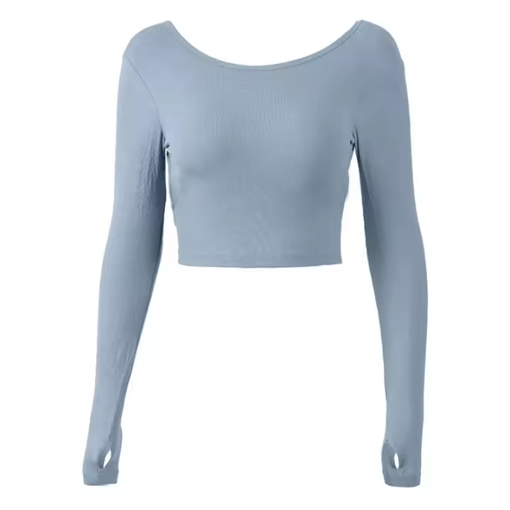 Camiseta de Yoga para Mujer Top Deportivo de Manga Larga con Nudo Frontal, Soporte Alto y Espalda Cruzada Perfecto para Gimnasio, Running o Pilates Tejido Transpirable y Elegante - 1