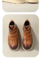 Botas versátiles de herramientas retro de moda de piel de vaca de primera capa de media banda de estilo británico - details 5