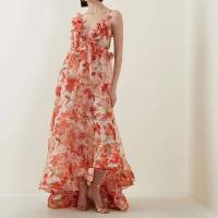 Elegante V-cuello de Chiffon con Borlas Vestido Largo con Volantes para Mujeres - details 0