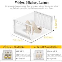 Cajas de almacenamiento de zapatos extragrandes, de plástico transparente, apilables, paquete de 12, zapatero y sustituto, contenedores de tenis, contenedores organizadores de almacenamiento de - details 2