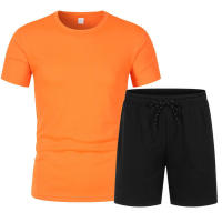 Conjunto de 2 piezas de camiseta de bola transpirable de malla de manga corta para hombre, pantalones cortos deportivos, informal de color sólido - details 4
