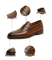 Primera capa de cuero de vaca, zapatos perezosos de un pedal, zapatos casuales de cuero, mocasines. - details 11