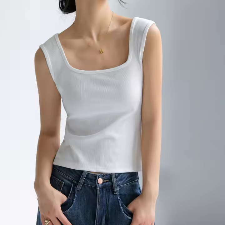 Camisola de Cuello Cuadrado Versátil Top Casual Delgado para Mujeres Primavera-Verano - 1