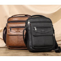 HUMERPAUL Bolso de hombro de cuero genuino para hombre, gran capacidad, multifuncional para viajes cortos, estilo informal - details 0