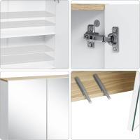 2 Puertas y 3 Estantes, Mueble Auxiliar Gran Almacenamiento, MDF, Blanco 60x20x75cm - details 6