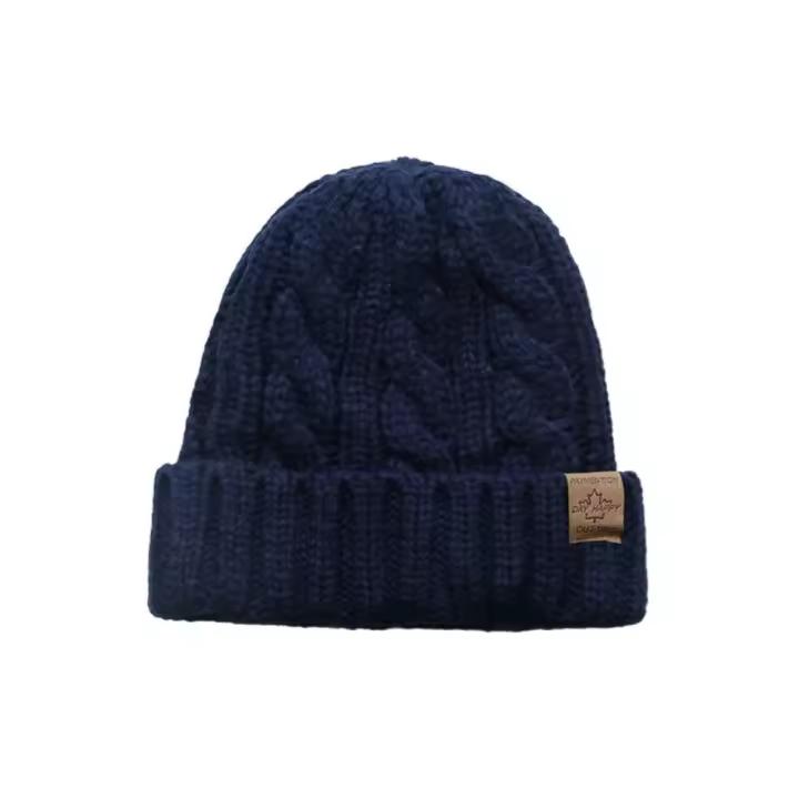 Gorro suave y cálido para invierno, gorro de punto grueso, gorro de felpa con letras a prueba de viento, ropa de calle - 1
