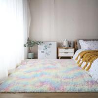 Alfombra de felpa suave y esponjosa para sala de estar, alfombrilla gruesa antideslizante para dormitorio y baño, decoración de habitación, color negro - details 8